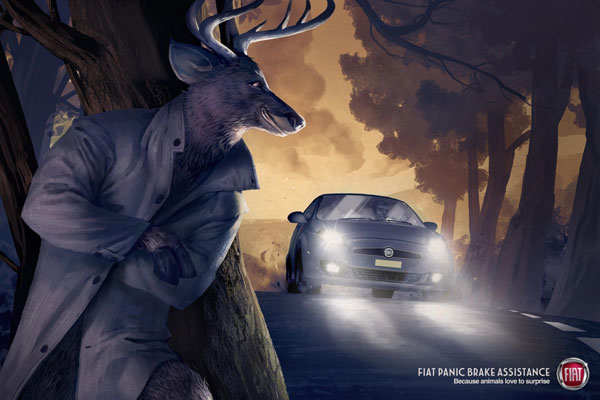 Fiat Panic Brake Assistance: Deer